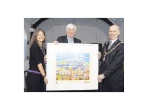 John Dyer presents Tall Ships Print to Falmouth Town Council John Dyer Gallery