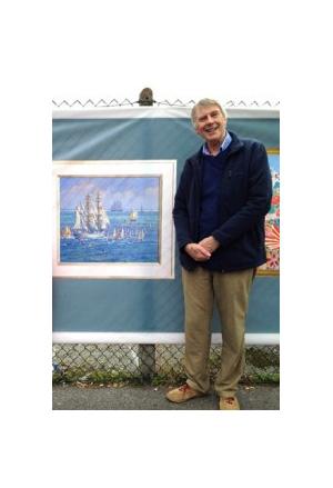 The Art of Ted Dyer Featured on Public Banner in Falmouth John Dyer Gallery
