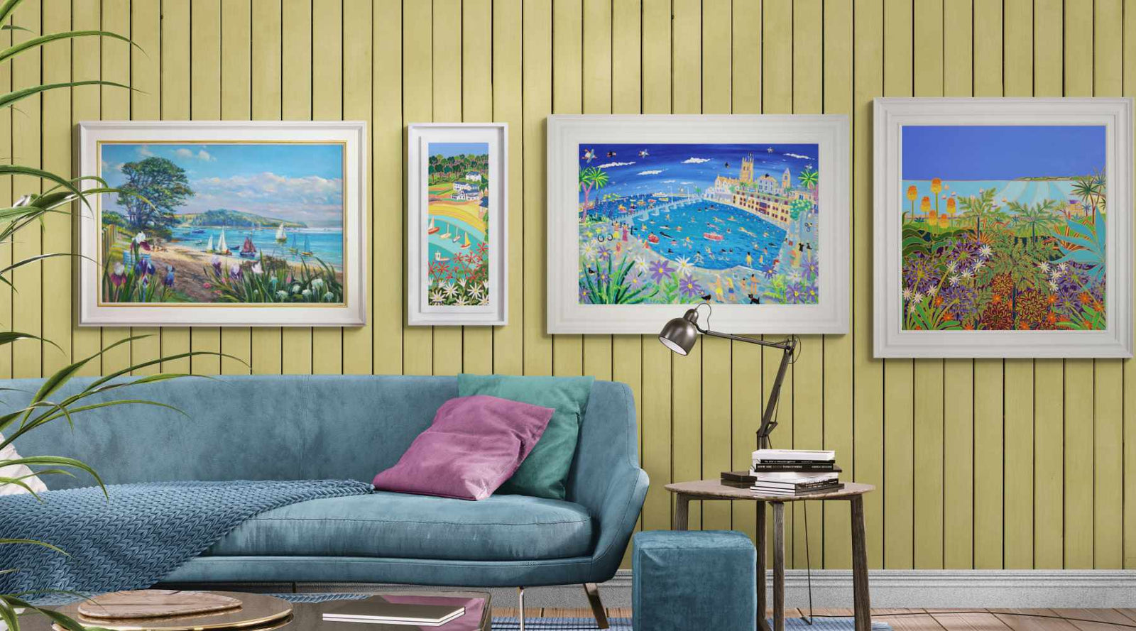 Seaside interior with a selection of Cornwall paintings from the John Dyer Gallery