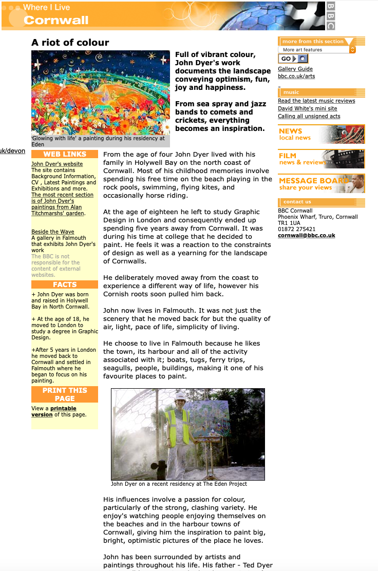 The BBC Web Site Features John Dyer
