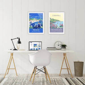 Wall art ideas for your Home Office. Boost productivity and wellbeing during the pandemic lockdown with Cornish art John Dyer Gallery