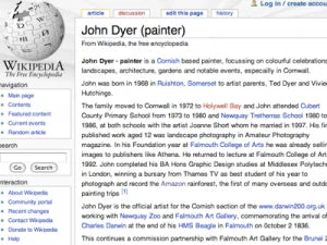 Wikipedia entry added for Artist John Dyer John Dyer Gallery