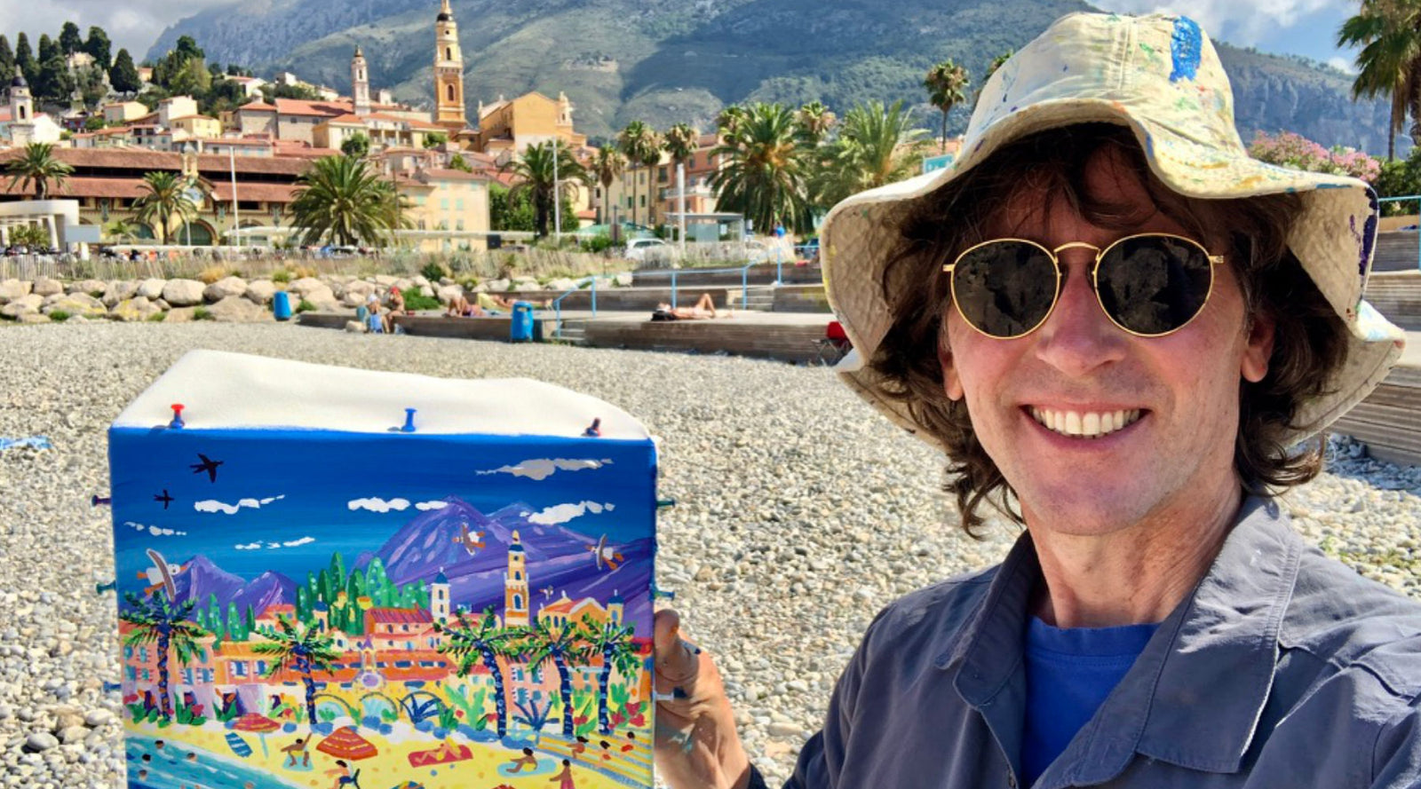 Artist John Dyer painting in Menton, France on the Côte d'Azur