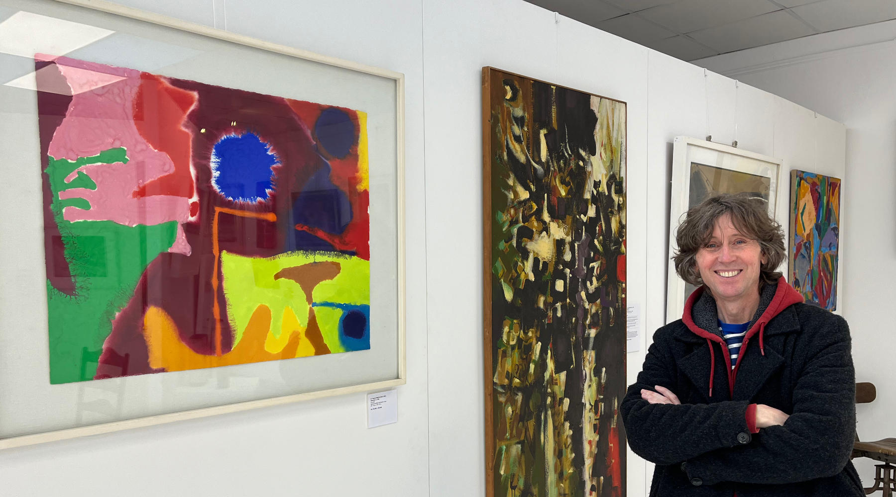 Cornish artist John Dyer with a Patrick Heron painting | Invest in Cornish art