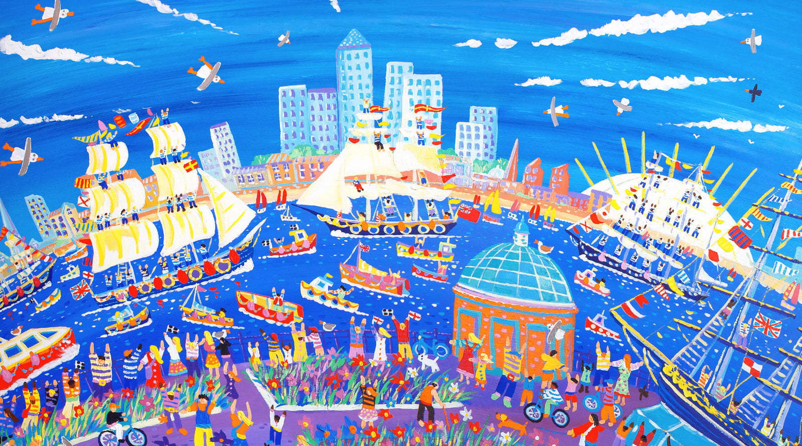 Prints of London to buy online - Greenwich and the River Thames with the view to Canary Wharf from the Cutty Sark