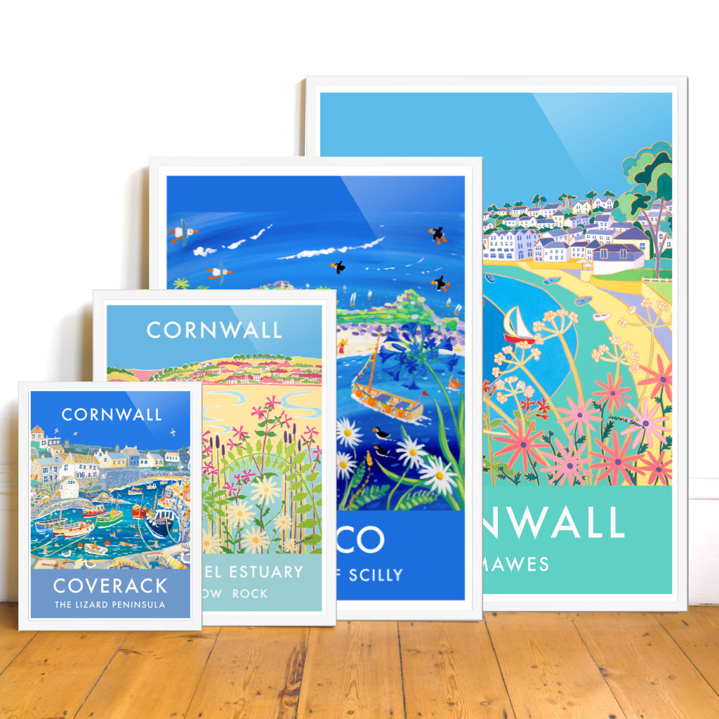 Cornwall Poster prints. Vintage Style art poster wall art prints of Cornwall by Cornish artists John Dyer and Joanne Short. Perfect for your home, holiday home, office or as a present or gift.