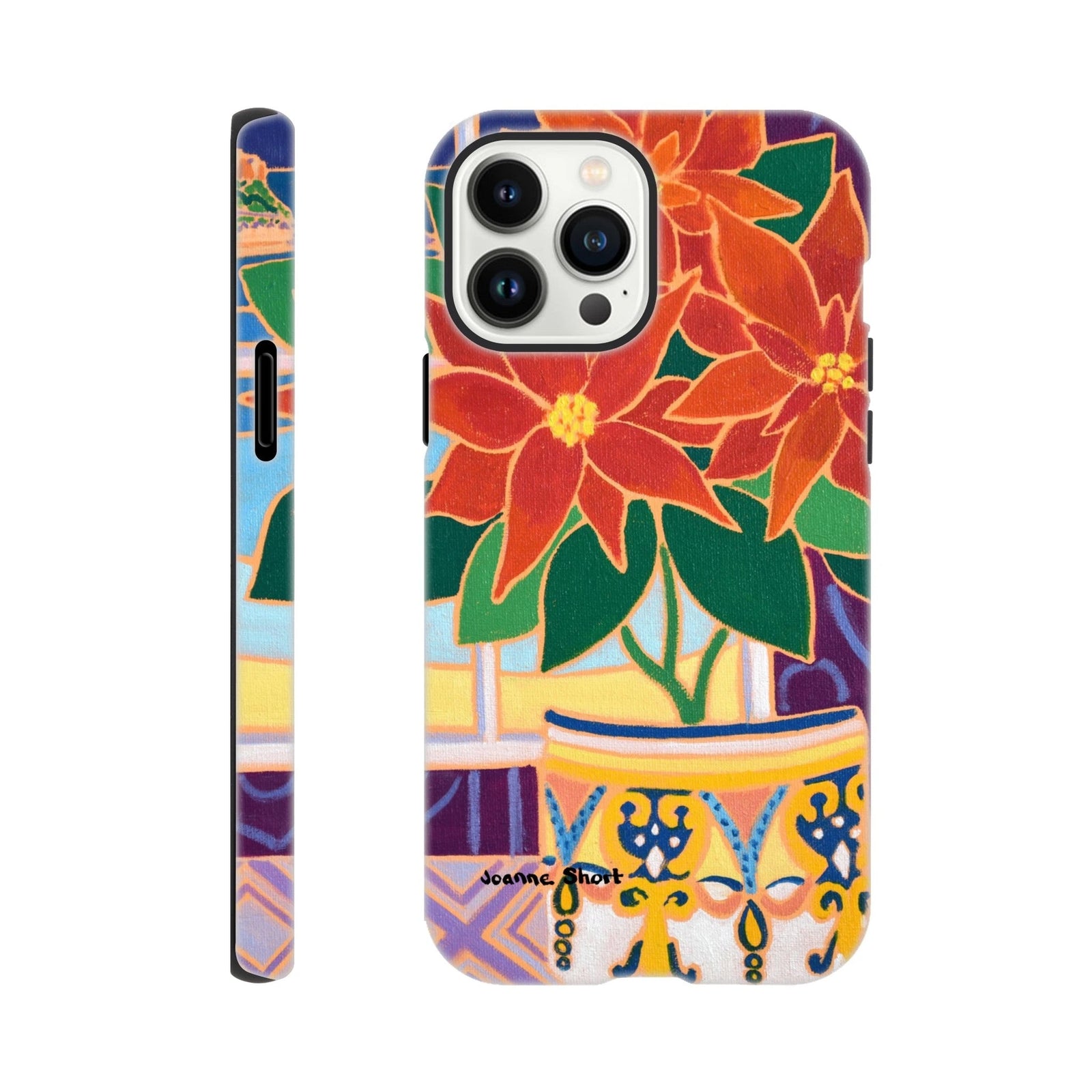 Tough Art Phone Case. Poinsettia. Artist Joanne Short. Cornwall Art Gallery Joanne Short