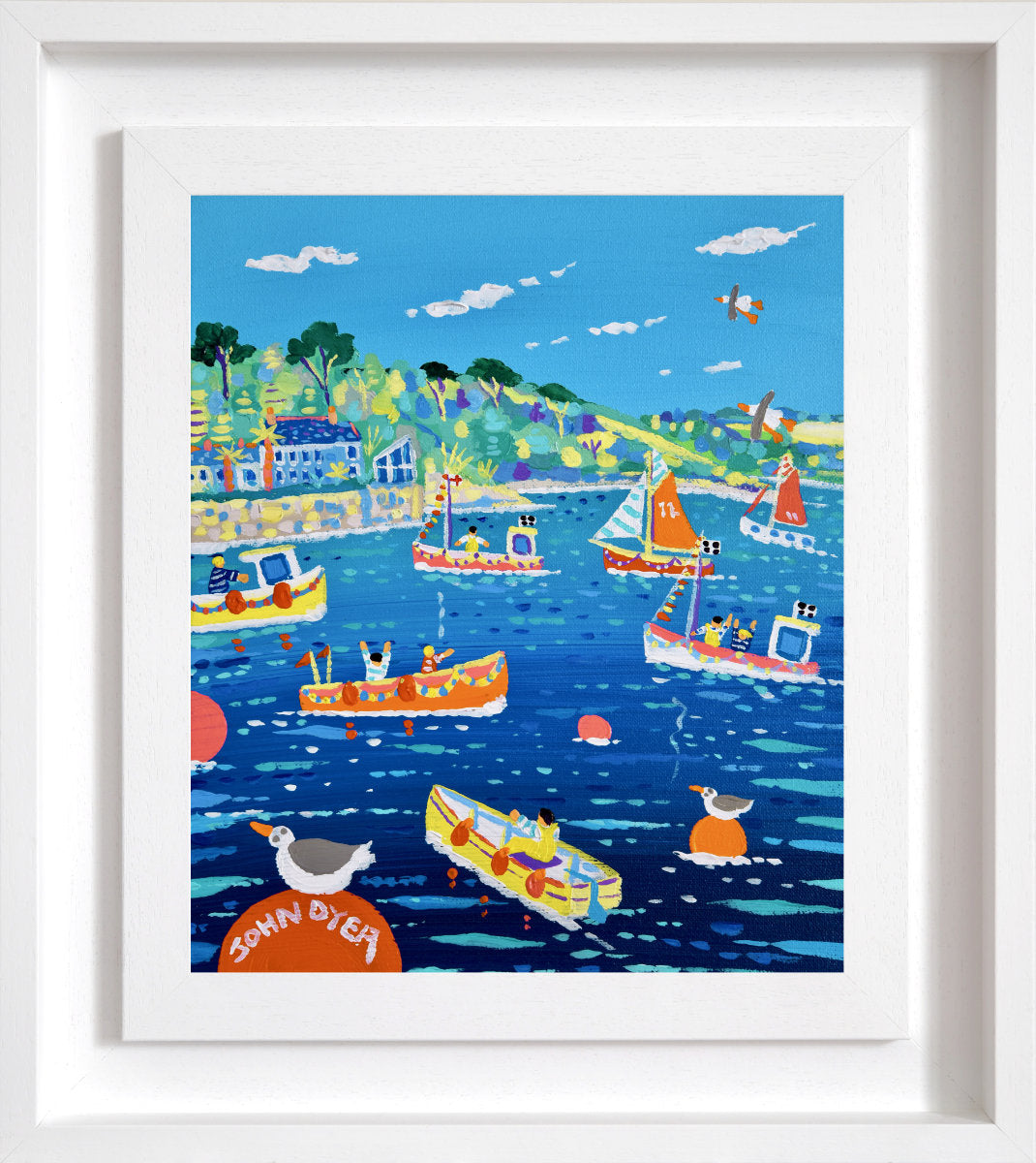 'Bobbing Boats in the Breeze, Flushing, Falmouth', 12x10 inches acrylic on canvas. Painting of Cornwall by Cornish Artist John Dyer (Copy)