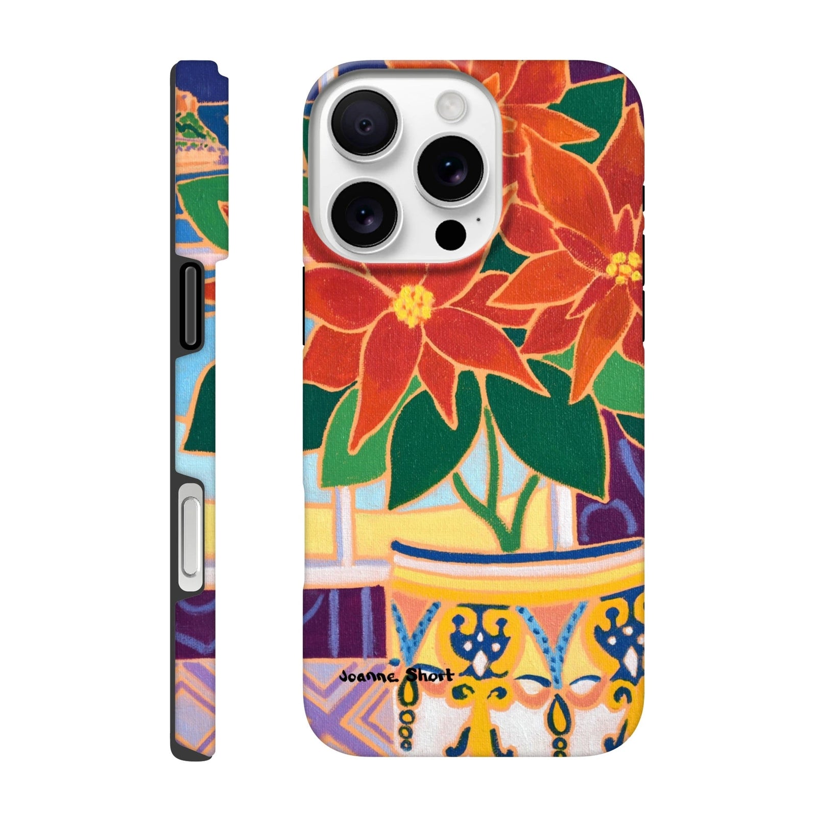 Tough Art Phone Case. Poinsettia. Artist Joanne Short. Cornwall Art Gallery Joanne Short