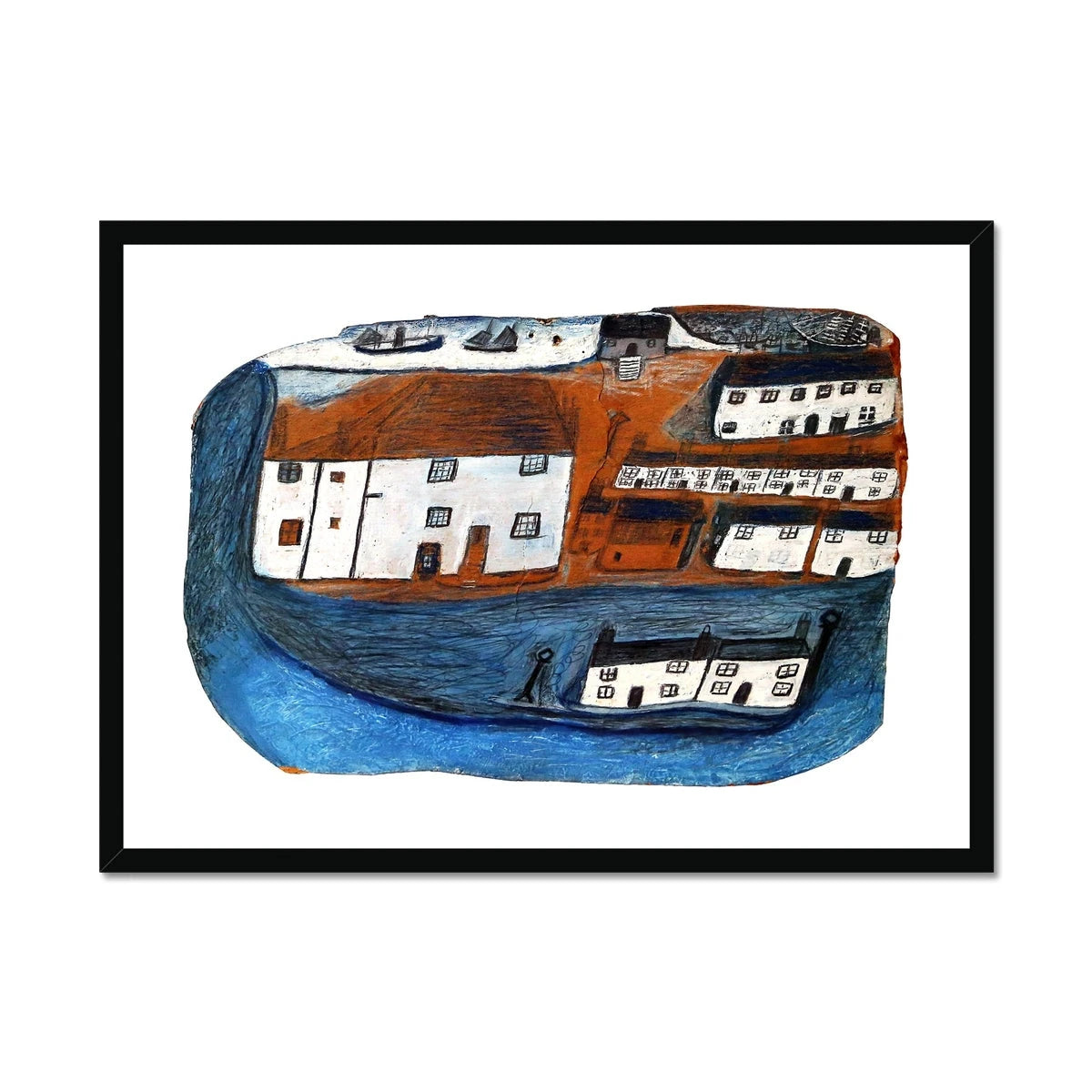 Alfred Wallis Framed Open Edition Cornish Art Print. 'St Ives'. St Ives Cornwall Art Gallery Historic Art Alfred Wallis