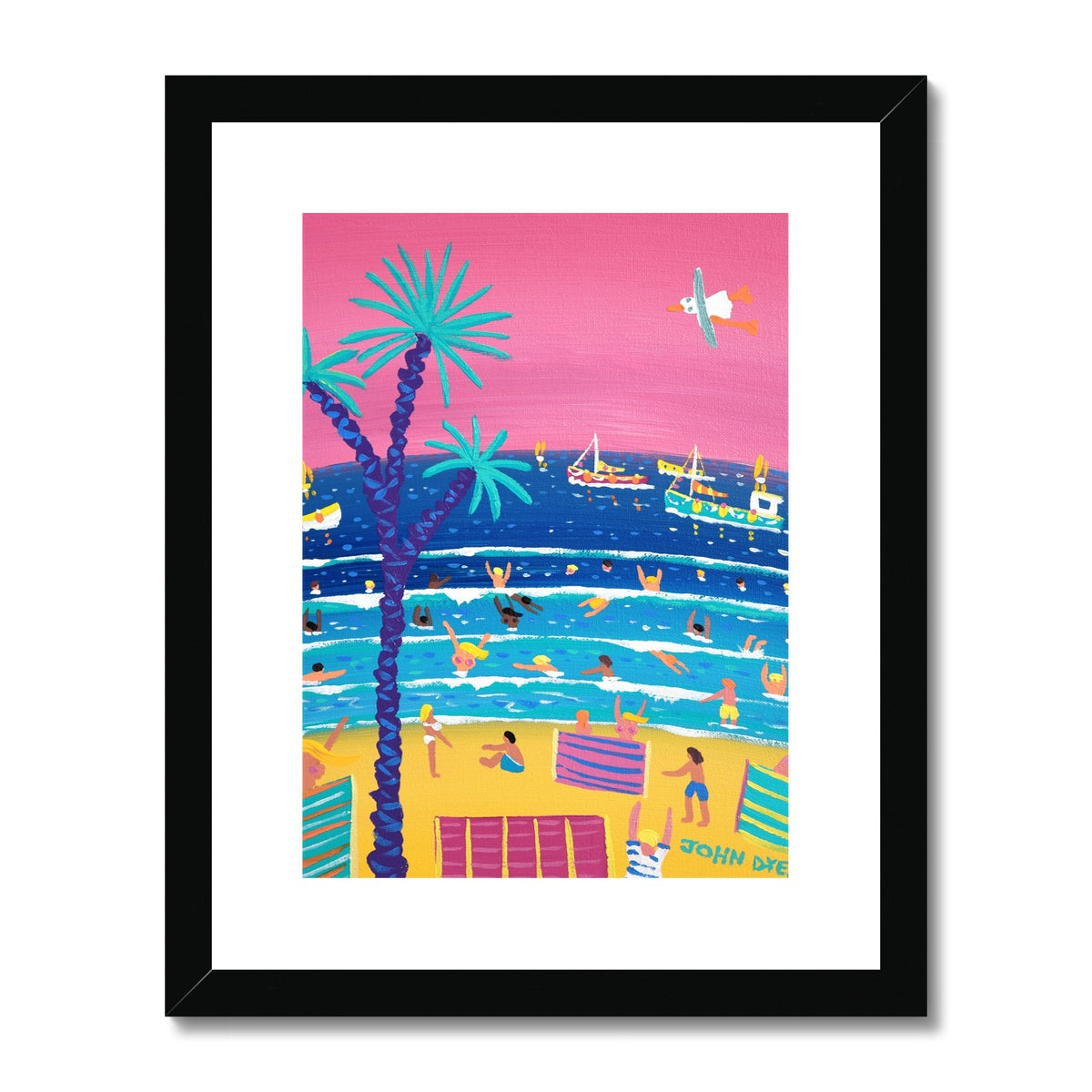 John Dyer Framed Open Edition Cornish Fine Art Print. 'Evening Skies on a Hot Summer Day St Ives Beach'.