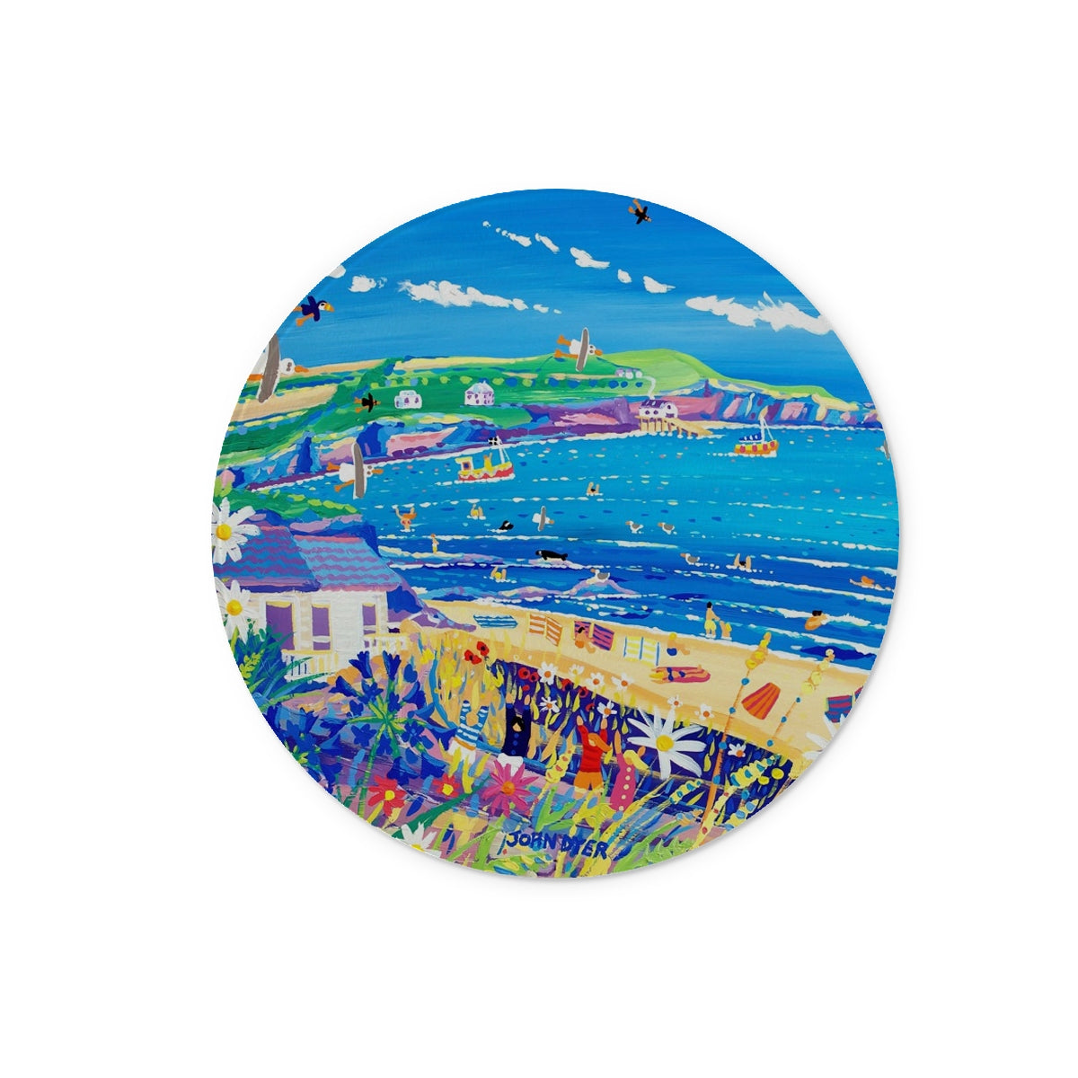 Glass Chopping Board. Mother Ivey's Bay Cornwall by John Dyer