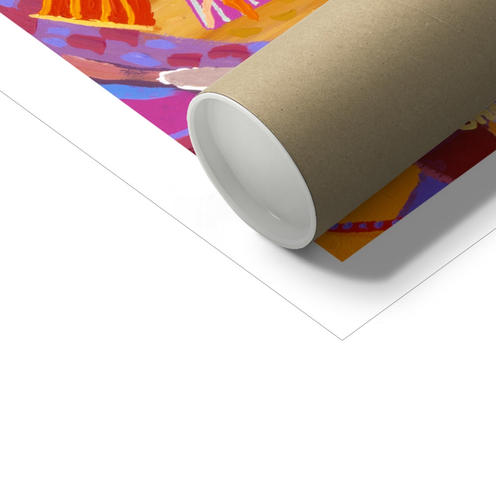 John Dyer Fine Art Beach Print 'Excitement under the Stars, Mount's Bay Eclipse, Cornwall'. Open Edition Cornish Art Print