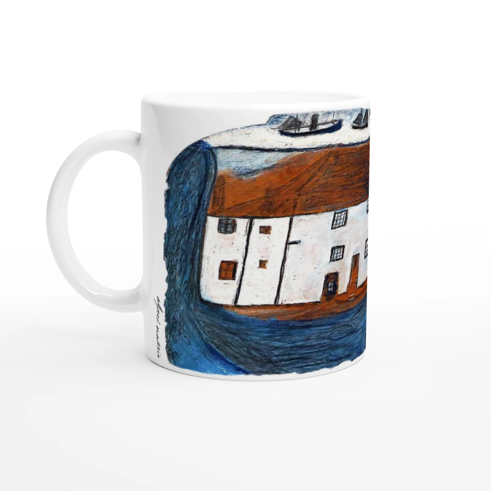 Alfred Wallis Ceramic Cornish Historical Art Masterpiece Art Mug. Paintings on Mugs Range. 'The Blue Ship'