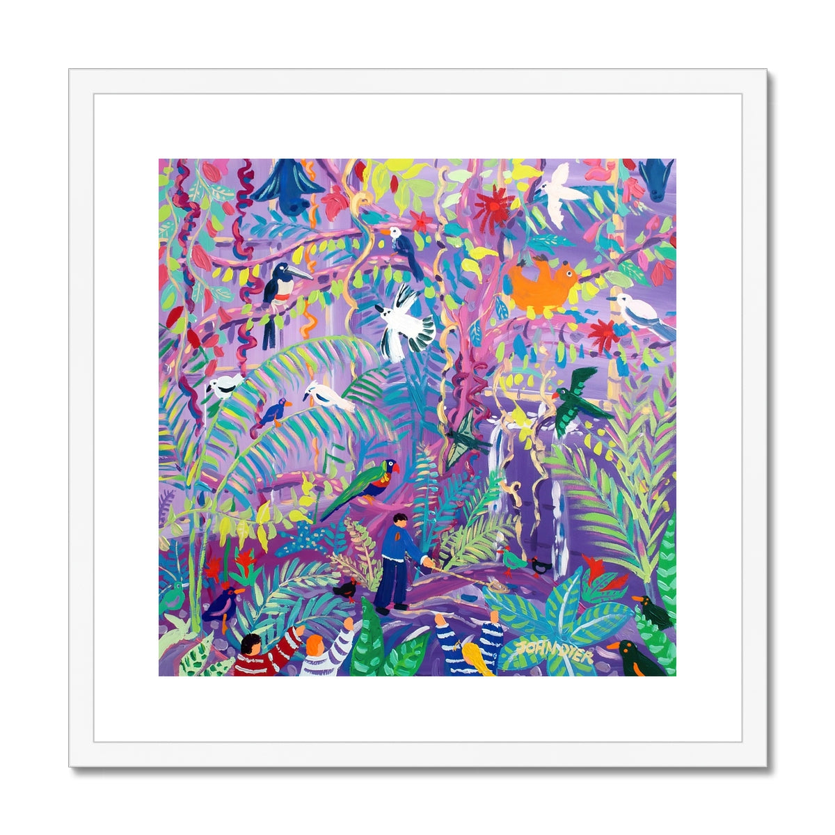 John Dyer Amazon Rainforest Animals with Sloth Framed Open Edition Jungle Fine Art Print. Animal Art Prints