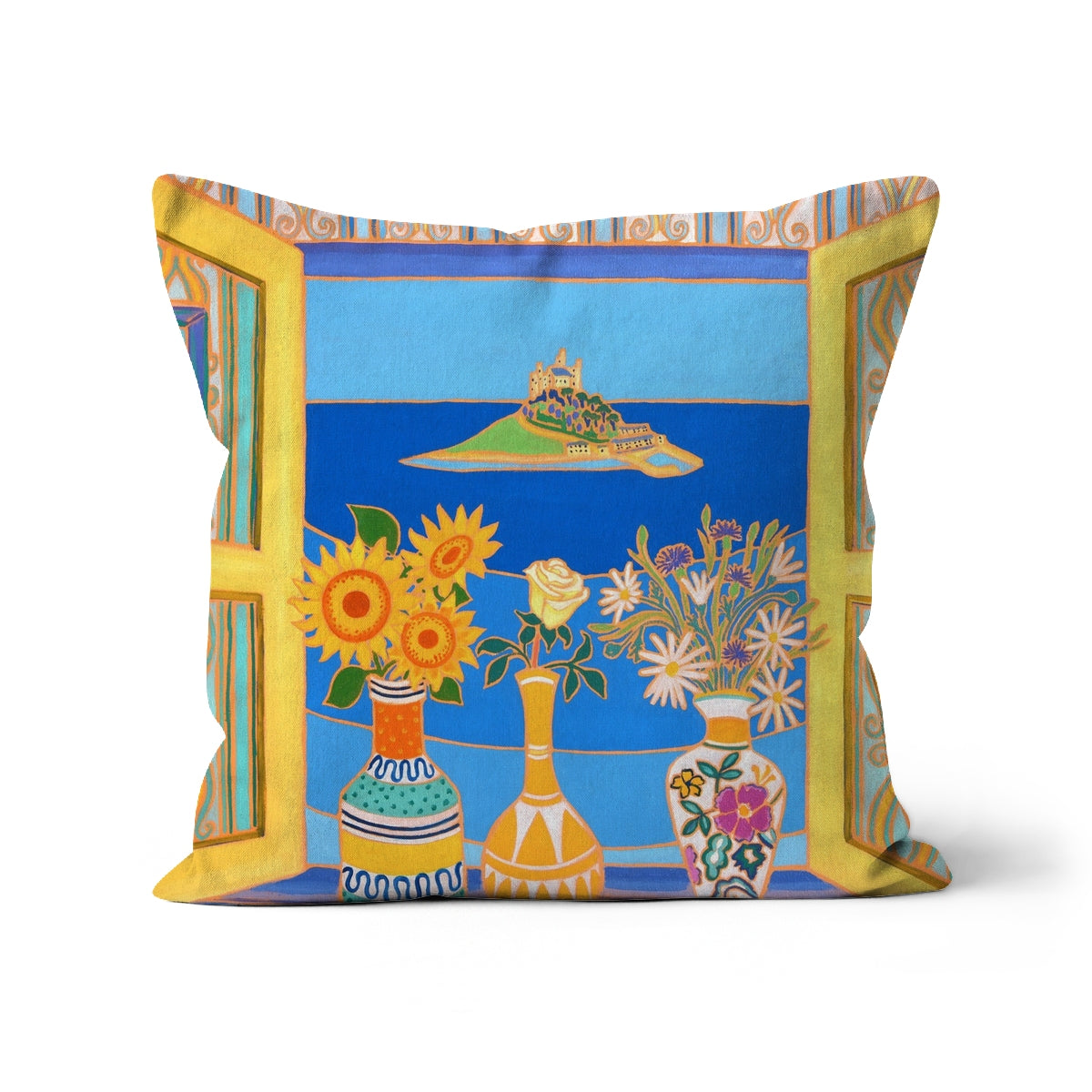 Summer Blooms, St Michael's Mount Art Cushion by Joanne Short