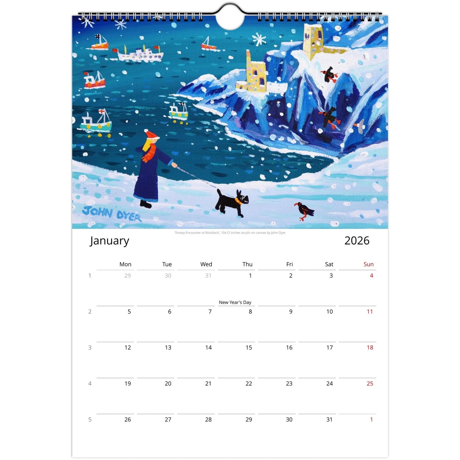 A4 | A3 | John Dyer 2026 Cornwall Art Wall Calendars (Global) John Dyer Gallery