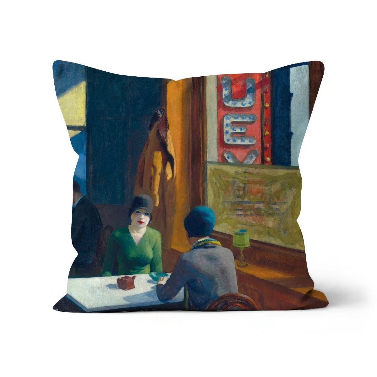 Chop Suey 1929 (Cafe Scene). Classic Art Cushion by Edward Hopper