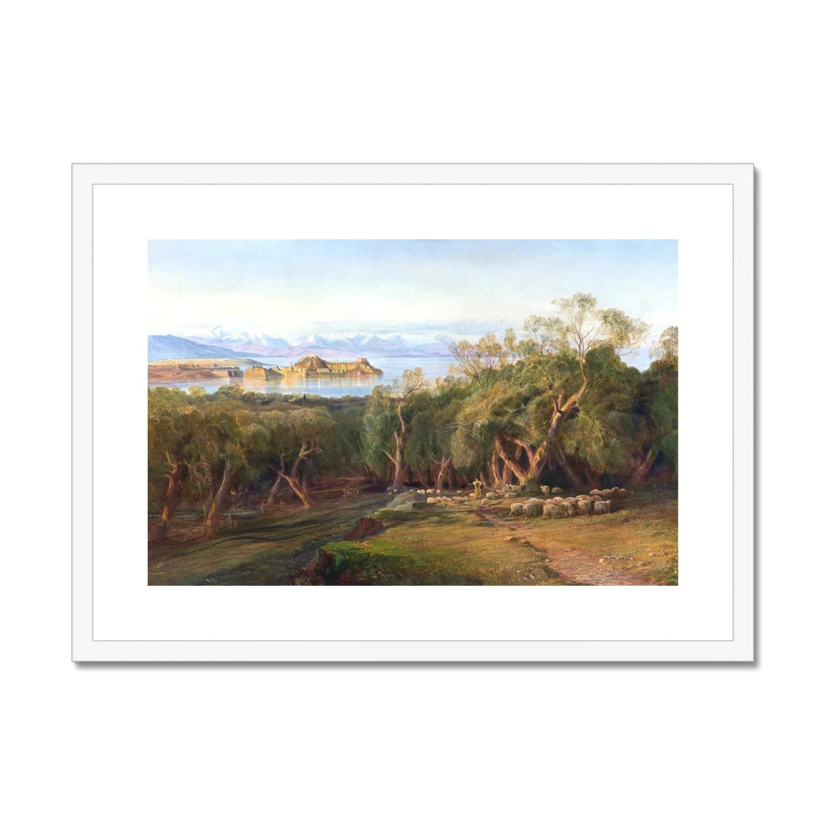 Corfu from Ascension, Corfu by Edward Lear. Greece Artwork Framed Open Edition Art Print. Greek Art Gallery Historic Art Print Edward Lear