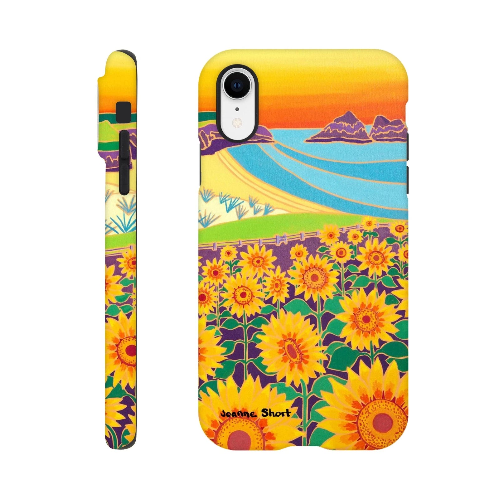 Tough Art Phone Case. Sunflowers, Holywell Bay Beach. Artist Joanne Short. Cornwall Art Gallery Joanne Short
