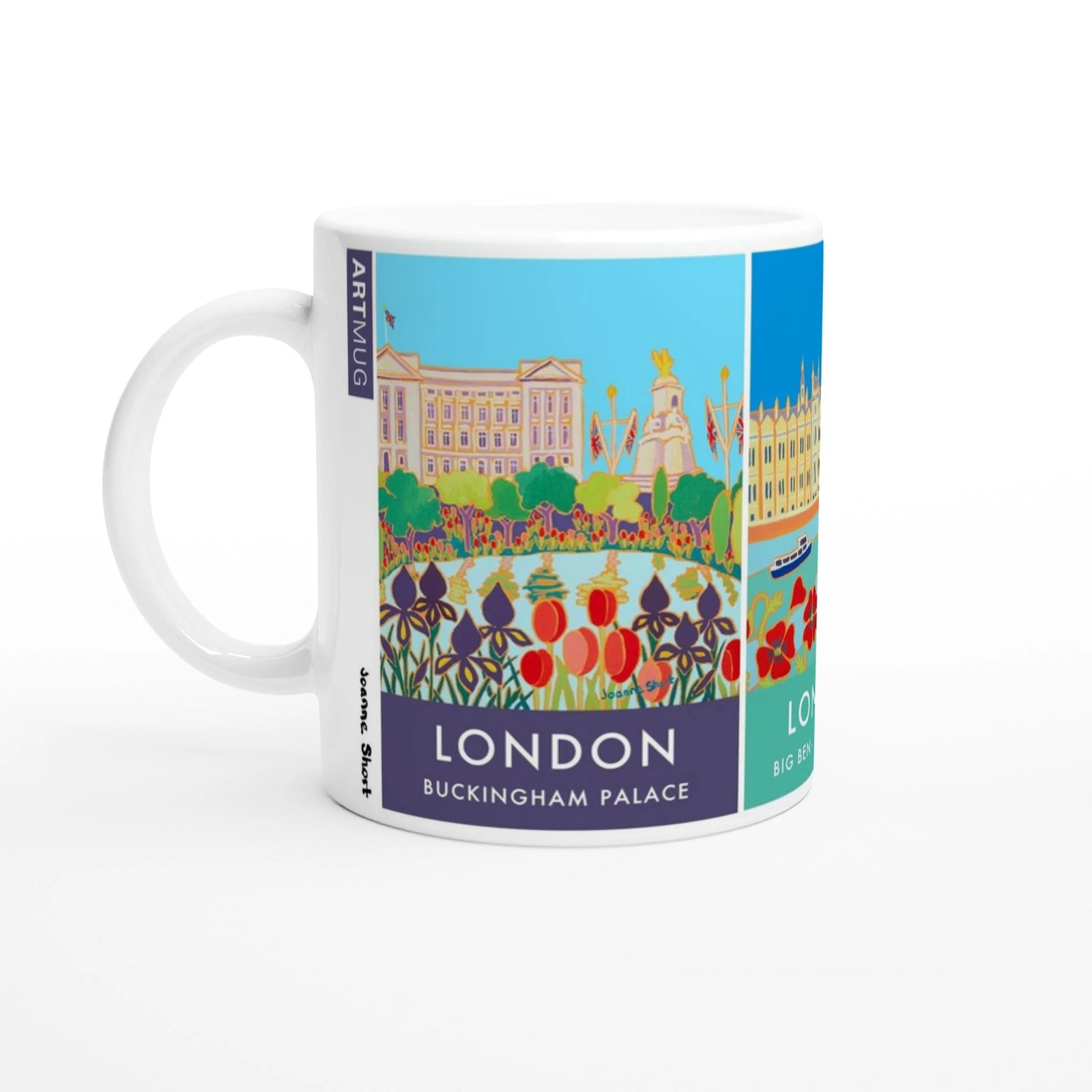 Joanne Short Ceramic Art Mug featuring London. Buckingham Palace, Big Ben, Westminster, Tower Bridge Joanne Short