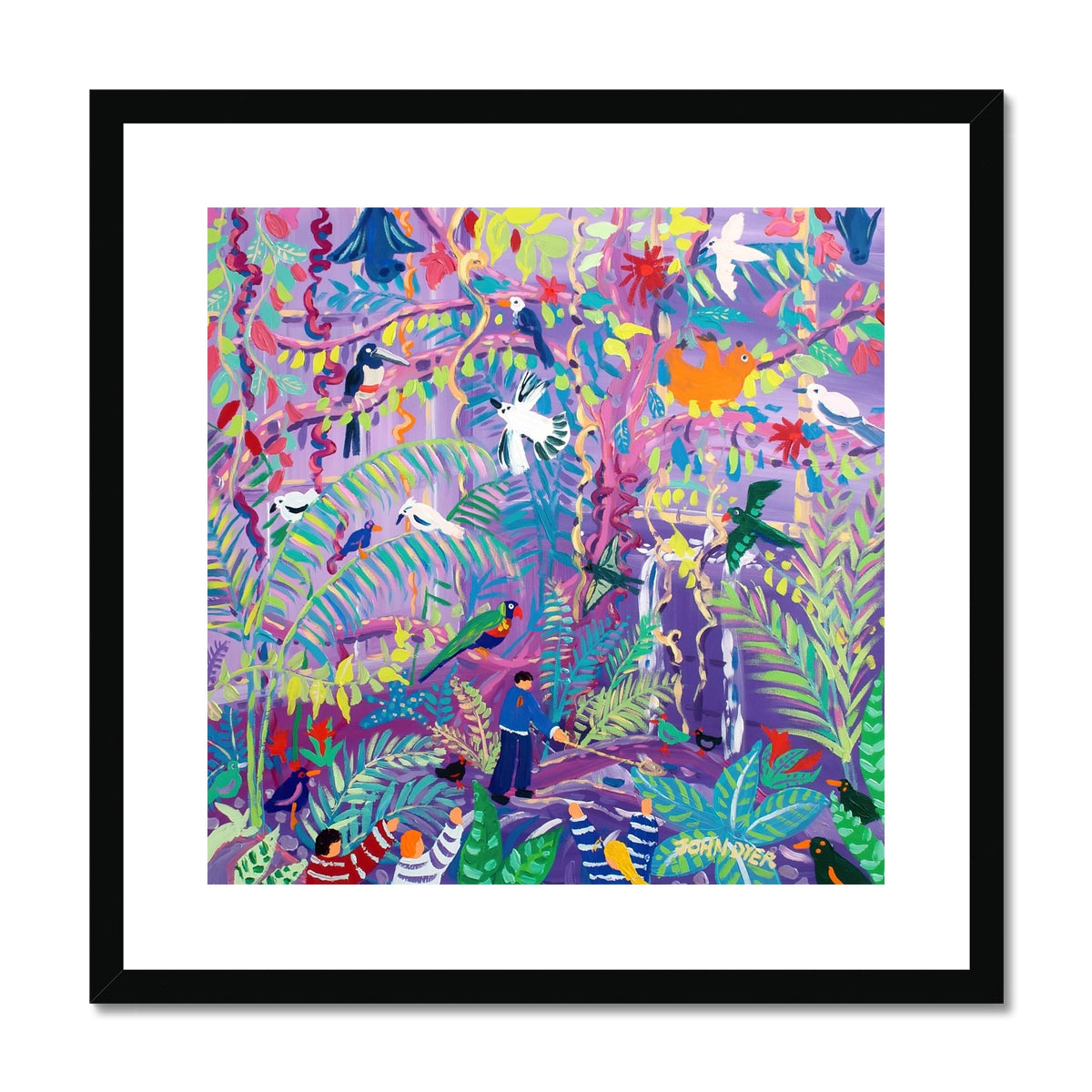 John Dyer Amazon Rainforest Animals with Sloth Framed Open Edition Jungle Fine Art Print. Animal Art Prints