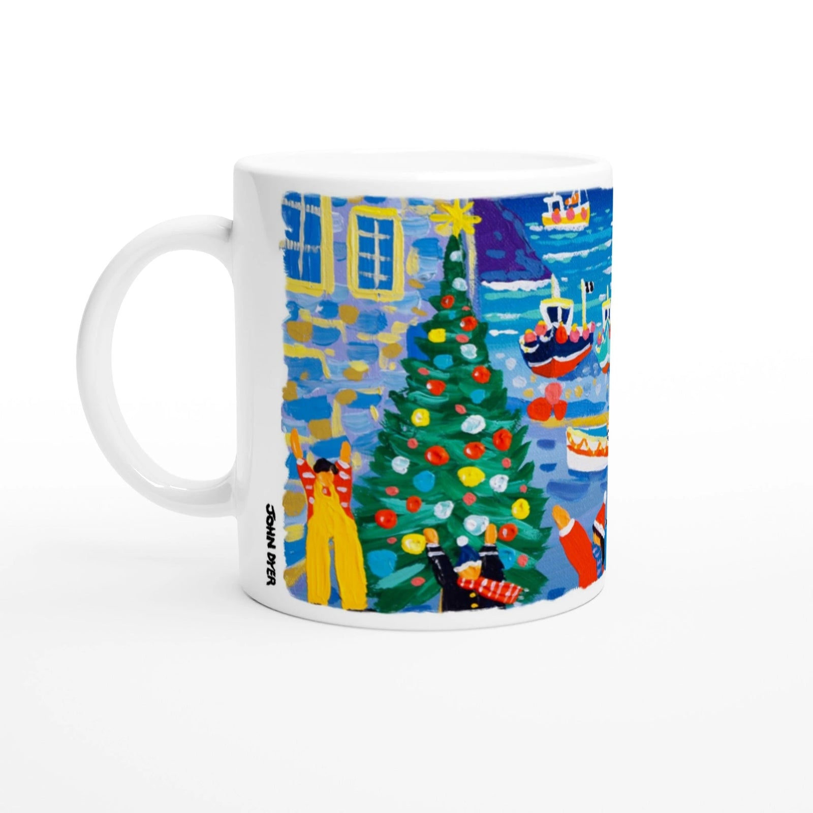 John Dyer Ceramic Cornish Art Mug. Cadgwith Christmas John Dyer