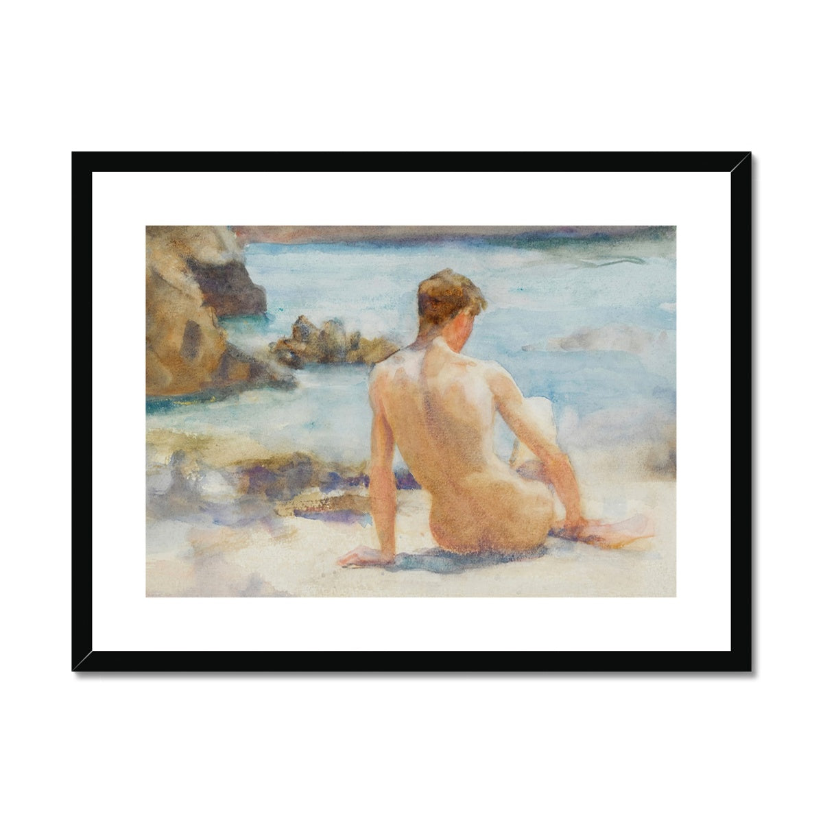 A Summer's Day by Henry Scott Tuke. Framed Open Edition Fine Art Print. Gay Historic Art