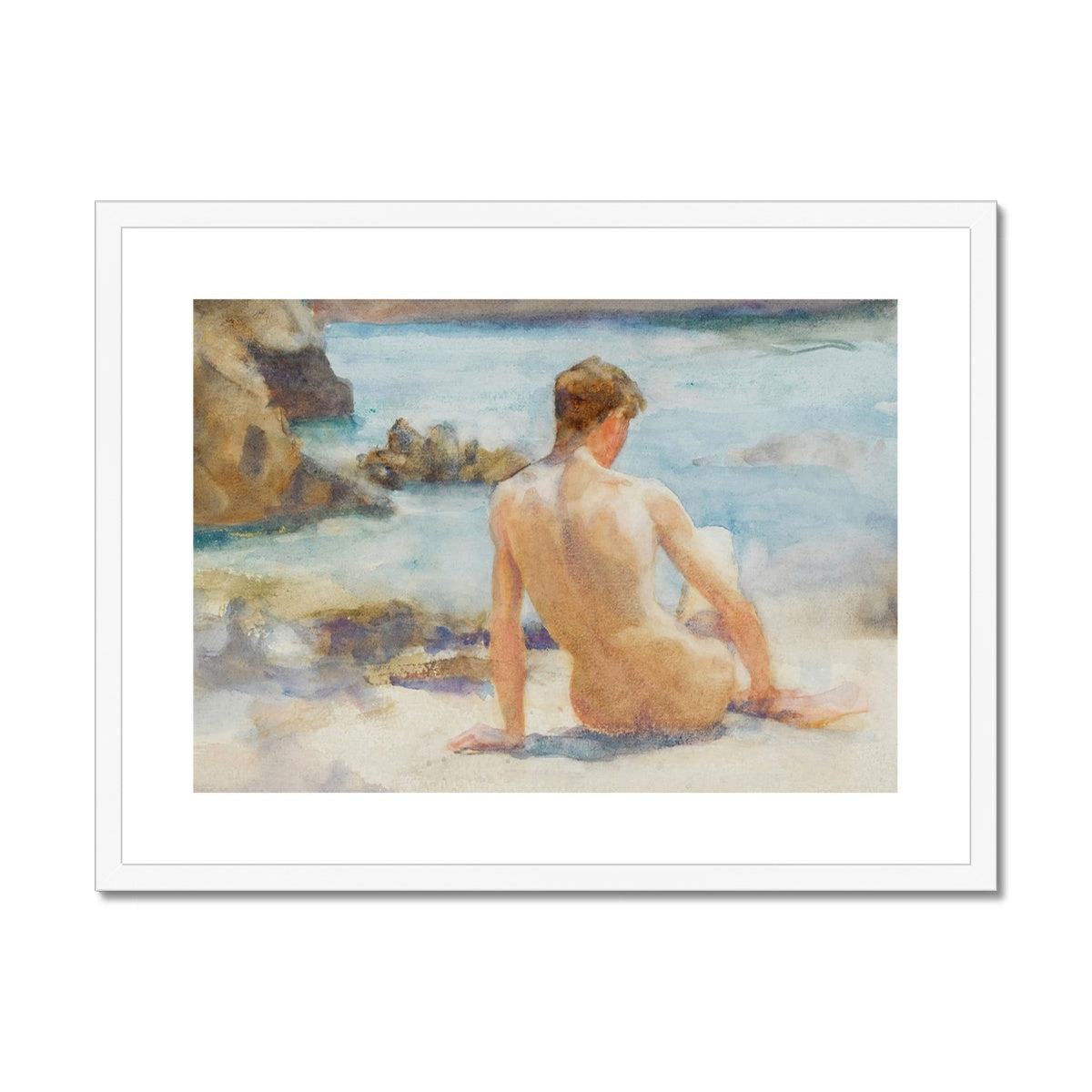 A Summer's Day by Henry Scott Tuke. Framed Open Edition Fine Art Print. Gay Historic Art