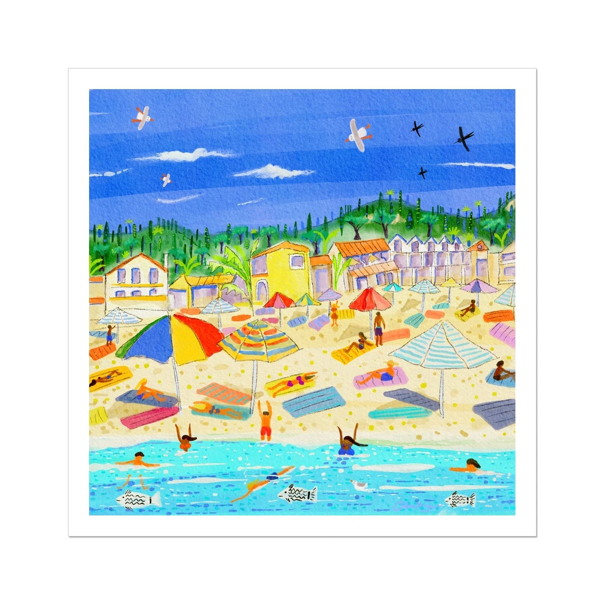 John Dyer Greece Artwork. Open Edition Greek Art Print of Corfu. 'Sun-Kissed Shores of Agios Gordios Beach'. Greek Art Gallery John Dyer
