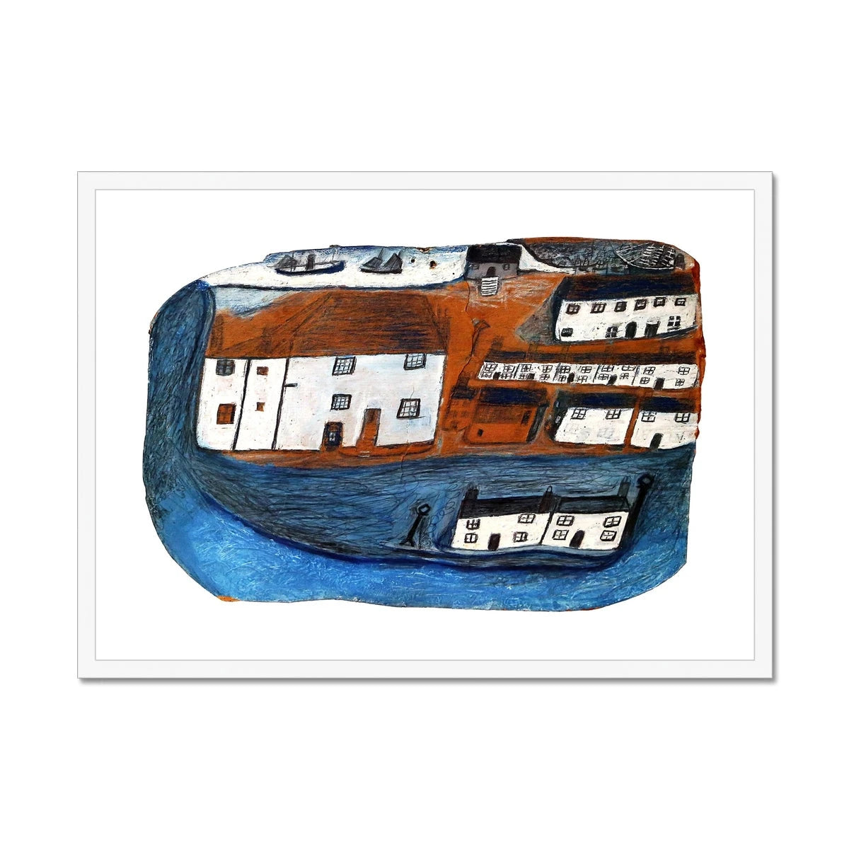 Alfred Wallis Framed Open Edition Cornish Art Print. 'St Ives'. St Ives Cornwall Art Gallery Historic Art Alfred Wallis