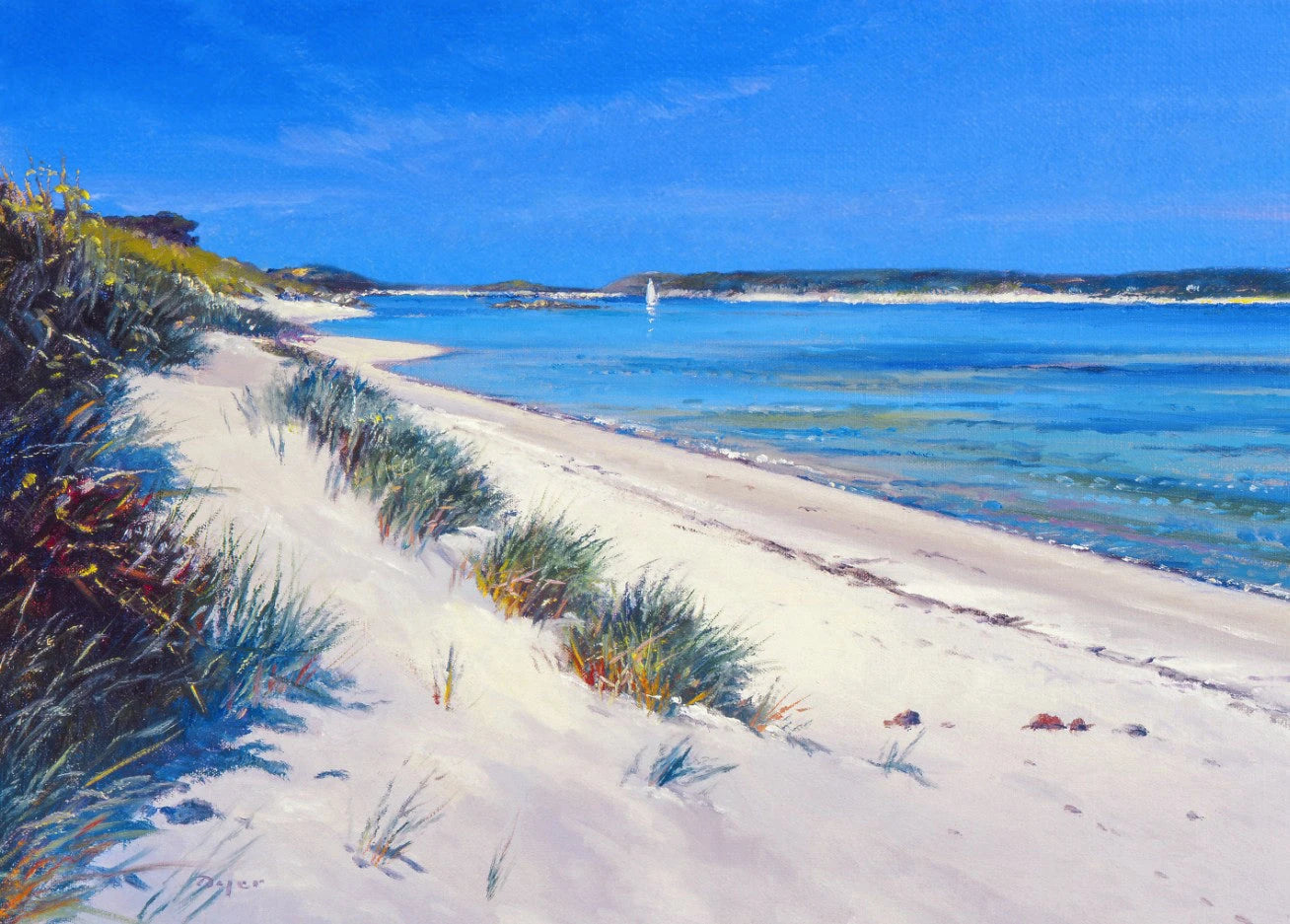 Signed Limited Edition Print. 'Dunes, Sand and Sea, Tresco Beach'. By Ted Dyer