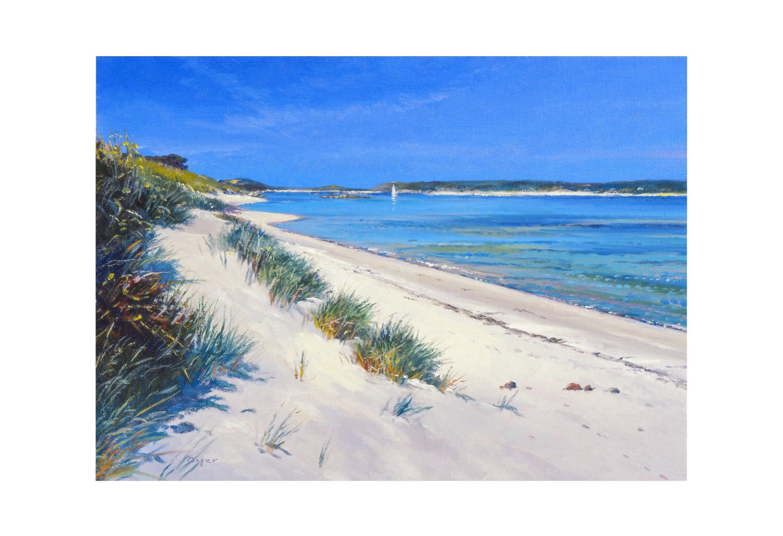 Signed Limited Edition Print. 'Dunes, Sand and Sea, Tresco Beach'. By Ted Dyer