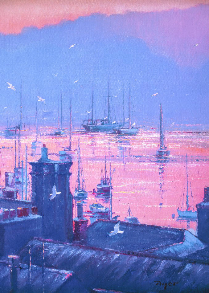 Limited Edition Print. Pink and Blue, Falmouth. By Ted Dyer