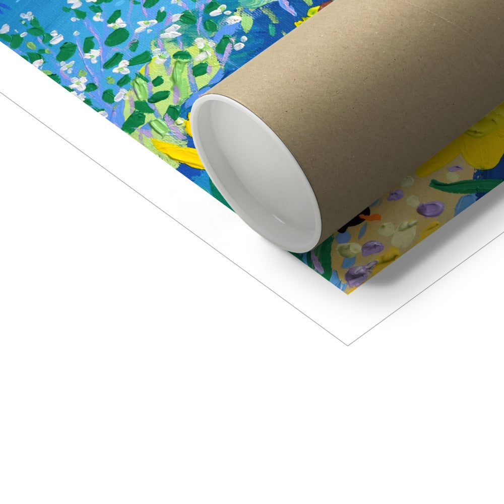 John Dyer Fine Art Beach Print. Open Edition Cornish Art Print. 'Springtime Stroll, Mount's Bay'. Cornwall Art Gallery