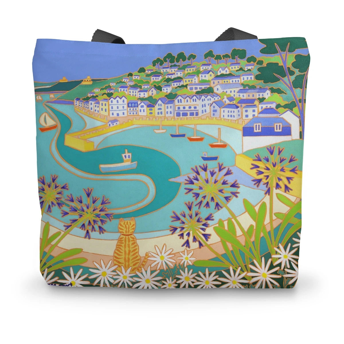 Ginger Cat on the Wall, St Mawes. Joanne Short Canvas Tote Bag Joanne Short