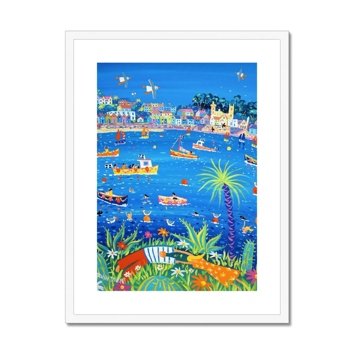 John Dyer Framed Open Edition Cornish Art Print. 'Fowey River Lovers'. Cornwall Art Gallery John Dyer