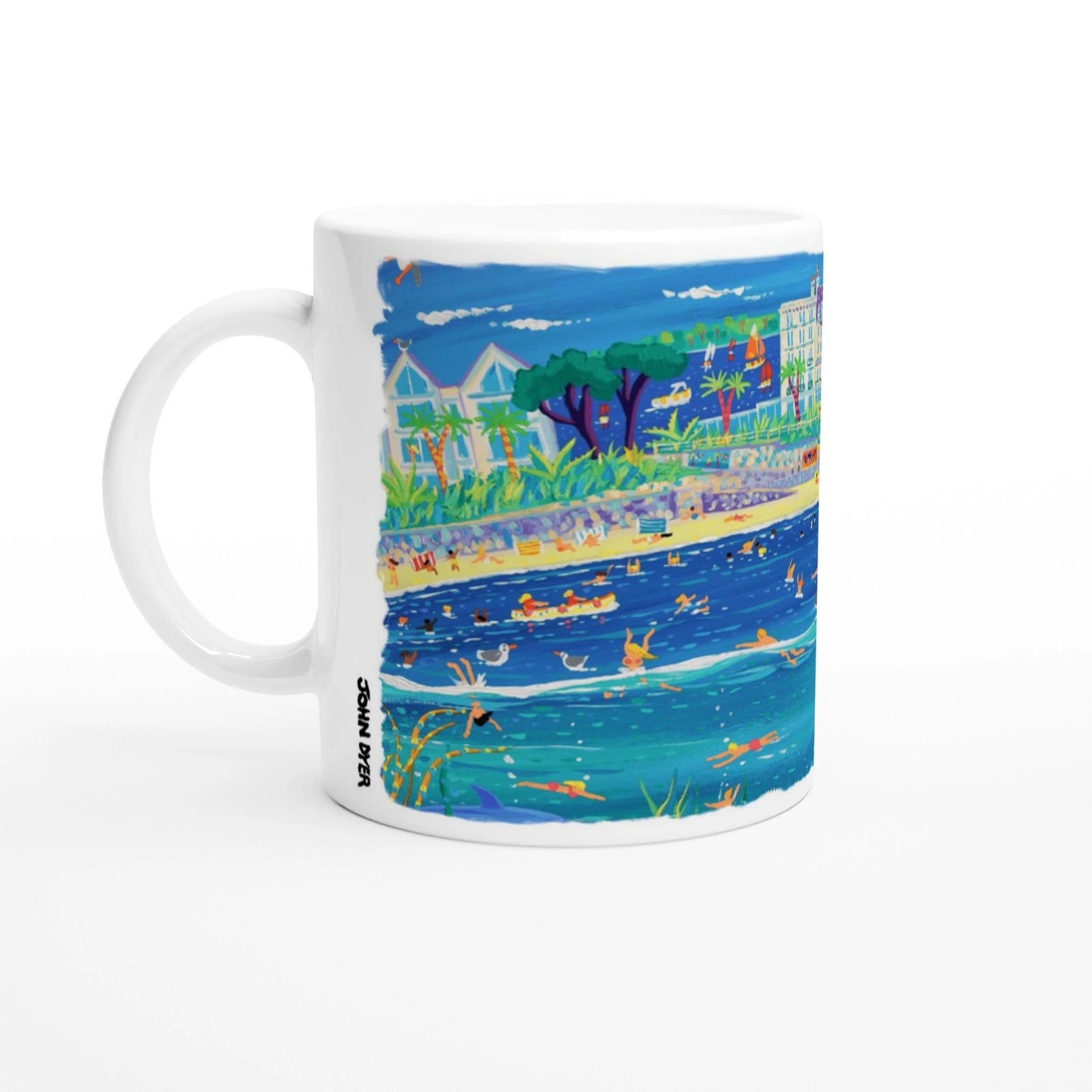 John Dyer Ceramic Cornish Art Mug. Castle Beach Falmouth, Cornwall John Dyer