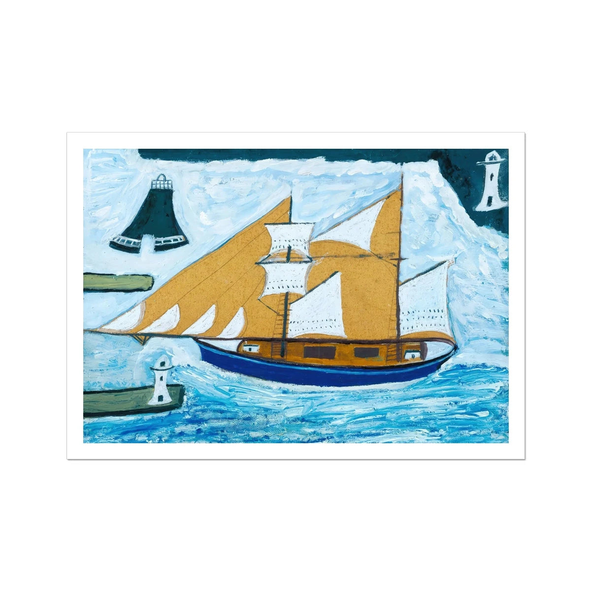 Alfred Wallis Open Edition Cornish Art Print. 'The Blue Ship'. St Ives Cornwall Art Gallery Historic Art Alfred Wallis