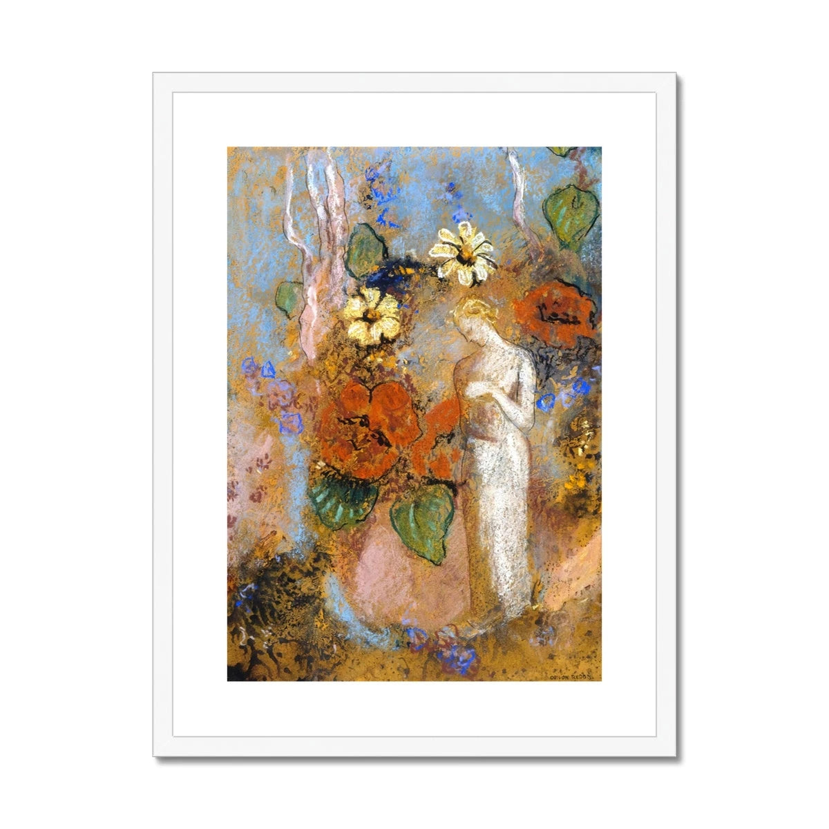 Pandora by Odillon Redon. Greece Artwork Framed Open Edition Art Print. 'Pandora'. Greek Art Gallery Historic Art Print Odilon Redon