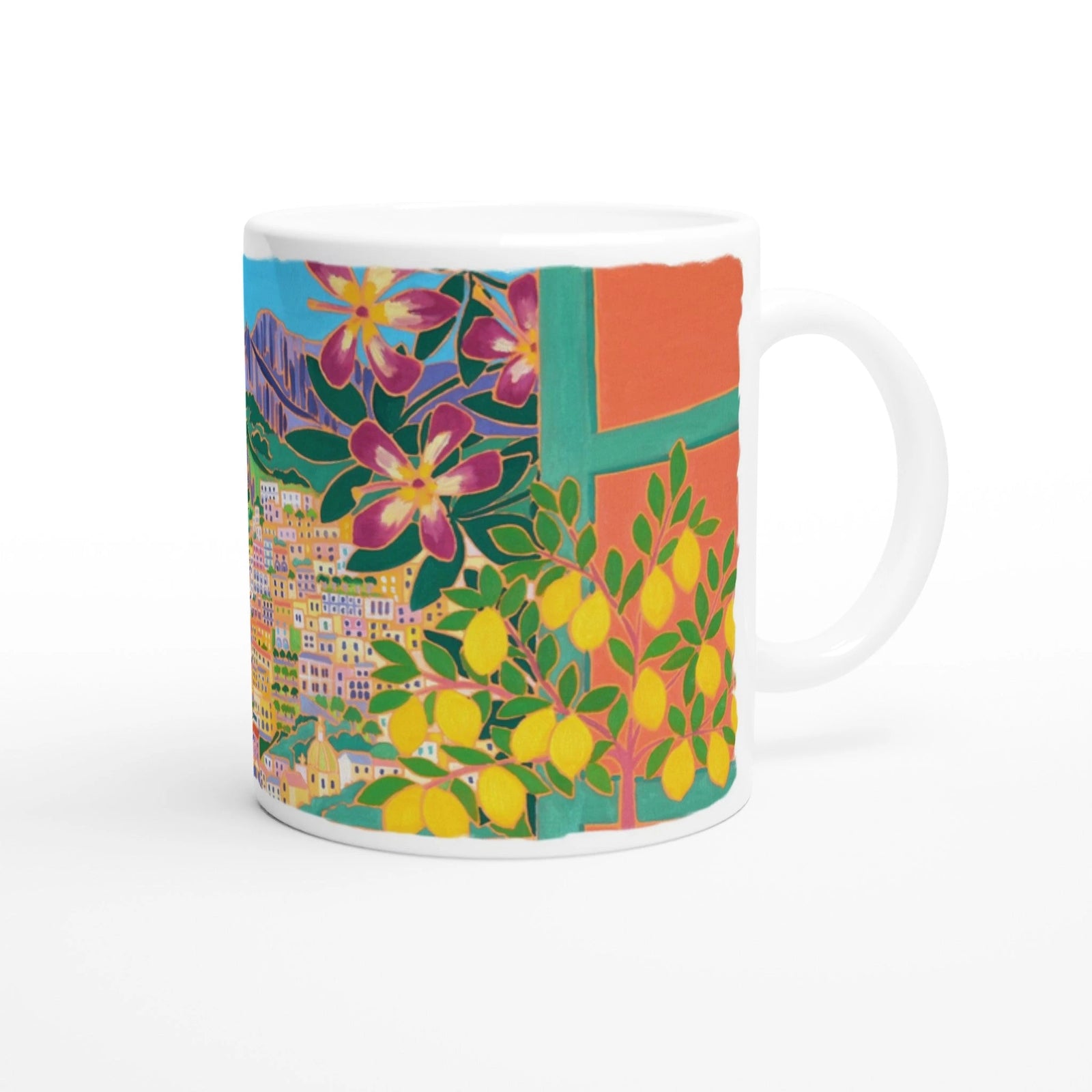 Joanne Short Ceramic Art Mug. Positano Lemons, Amalfi Coast, Italy Joanne Short