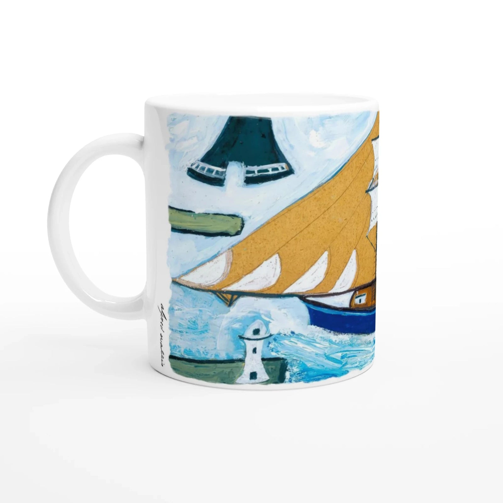 Set of Six Alfred Wallis Ceramic Cornish Historical Art Masterpiece Art Mugs. Paintings on Mugs Range. Art Mug Bundle Alfred Wallis