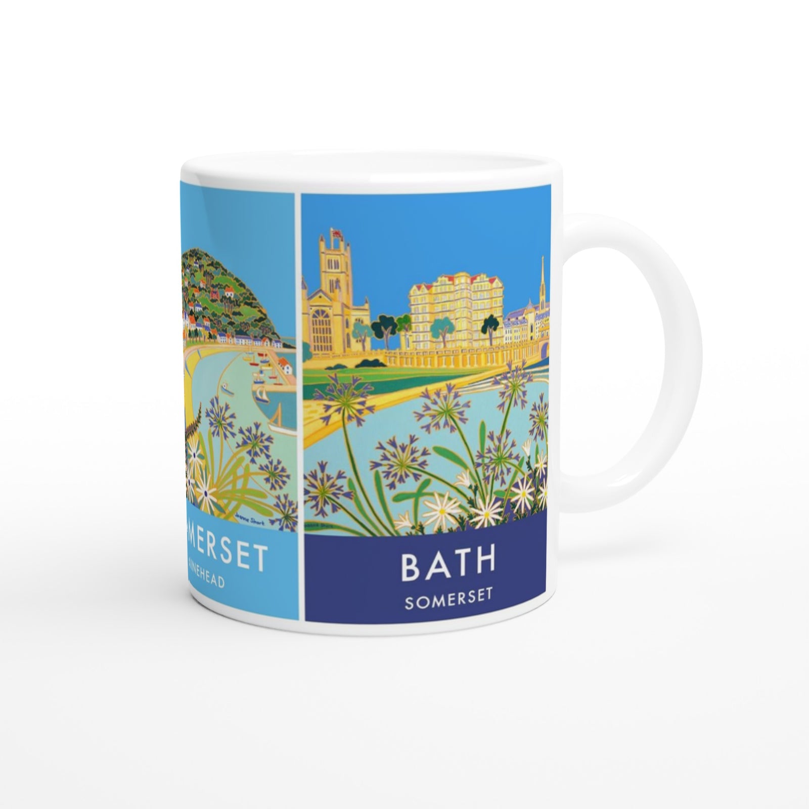 Joanne Short Ceramic Somerset Art Mug featuring Glastonbury Tor, Minehead and Bath