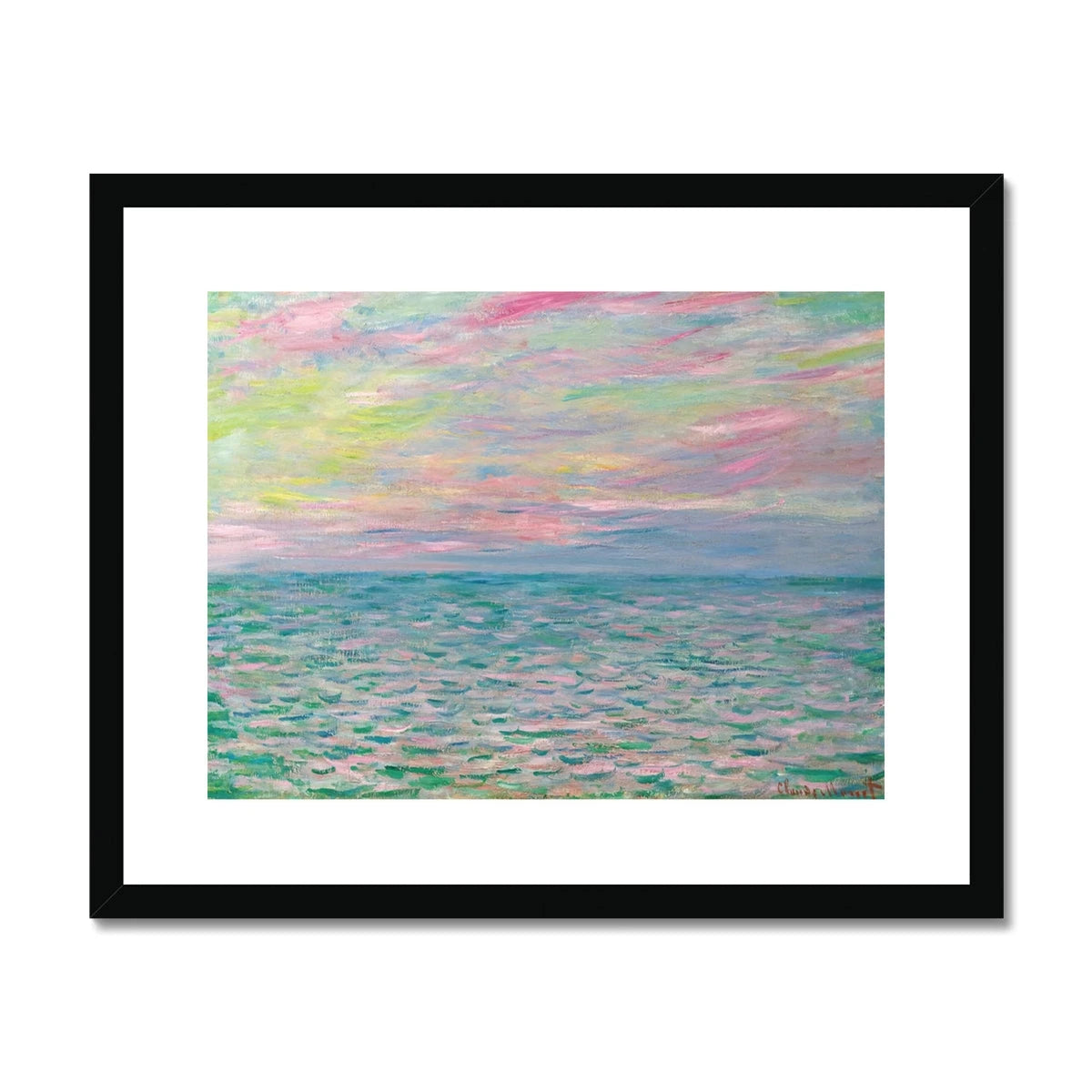 'Coucher De Soleil À Pourville, Pleine Mer' by Claude Monet. Open Edition Fine Art Print. Historic Art Framed and Mounted Print Claude Monet