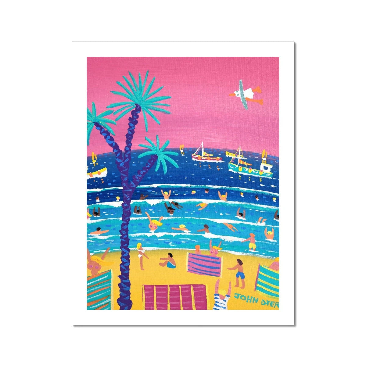 John Dyer Fine Art Beach Print. Open Edition Cornish Art Print. 'Evening Skies on a Hot Summer Day St Ives Beach'. Cornwall Coastal Art John Dyer