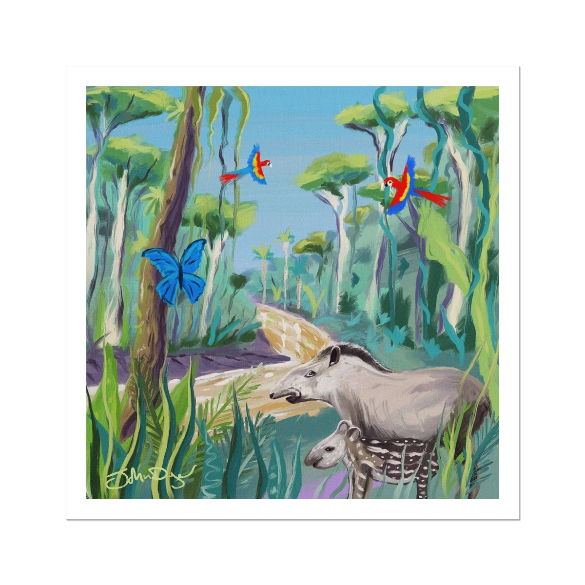 John Dyer Amazon Rainforest Tapir Open Edition Fine Art Print. Animal Art Prints John Dyer
