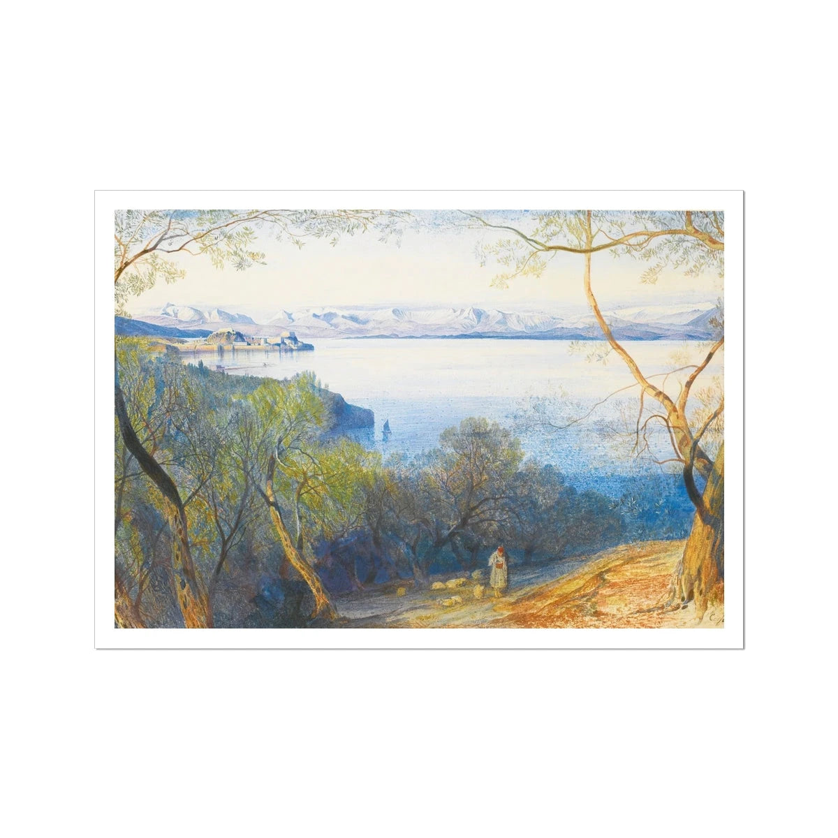 A Distant View of the Citadel, Corfu, by Edward Lear. Greece Artwork Open Edition Art Print. Greek Art Gallery Historic Art Print Edward Lear