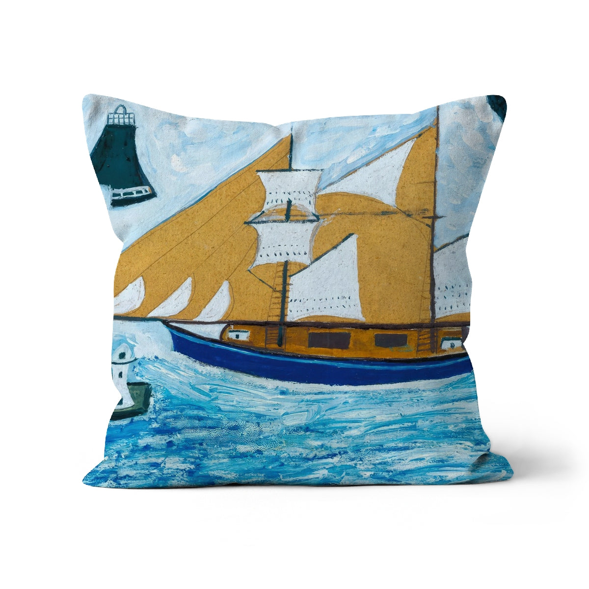 The Blue Ship Classic Art Cushion by Alfred Wallis