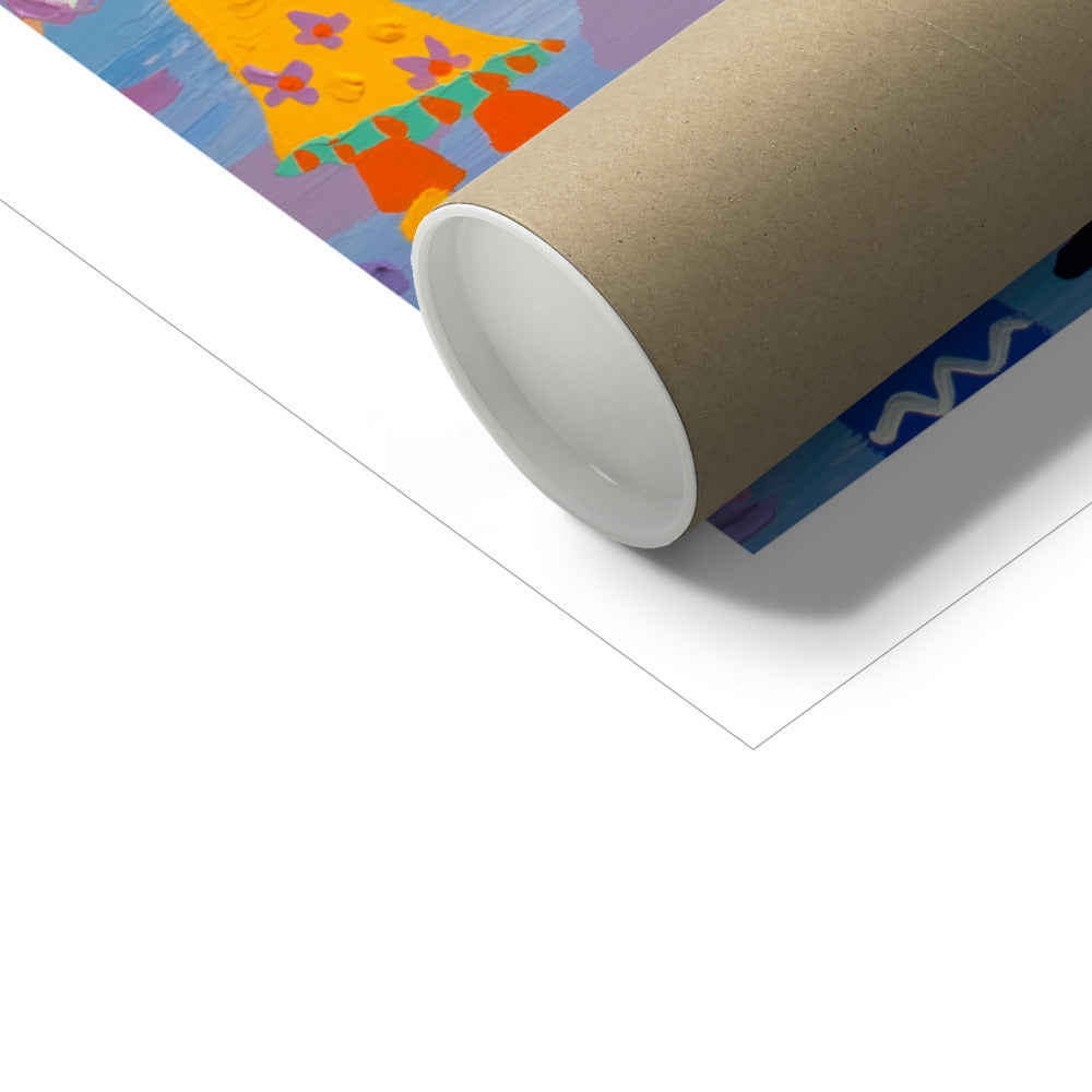 John Dyer Fine Art Print. Open Edition Cornish Art Print. 'Happy Holidays, Fowey'. Cornwall Art Gallery