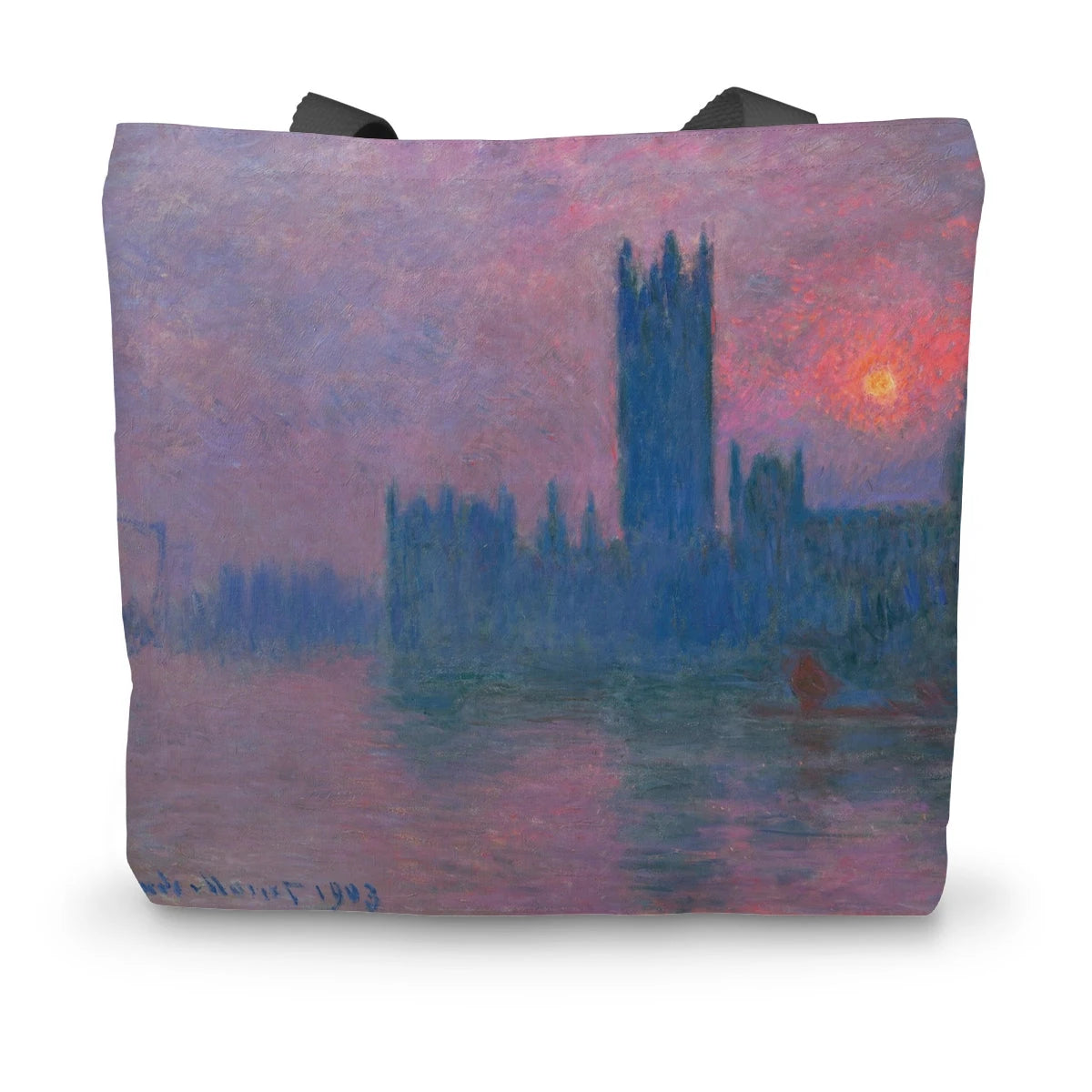Le Parlement, Soleil Couchant by Claude Monet. Houses of Parliament, London by Claude Monet. Classic Art Canvas Tote Bag Claude Monet
